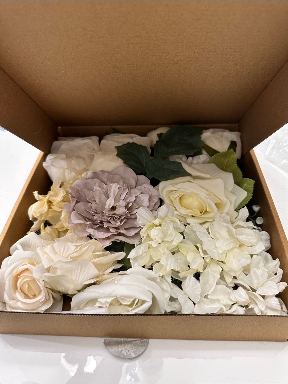 Artificial Floral Arrangement Mix – Cream and Dusty Lavender Flowers